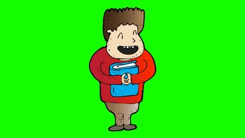 Animated student character . green screen 2D animation Stock Footage 114062211