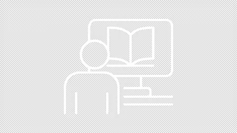 Animated student reading book on computer white line icon Stock Footage 342246334