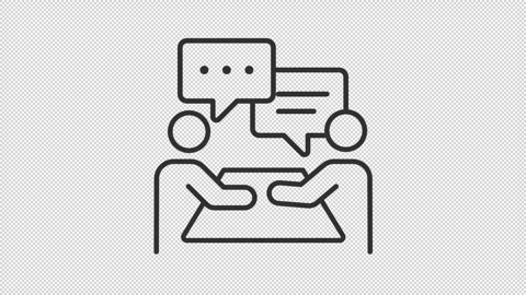 Animated student talking to mentor line icon Stock Footage 340288242