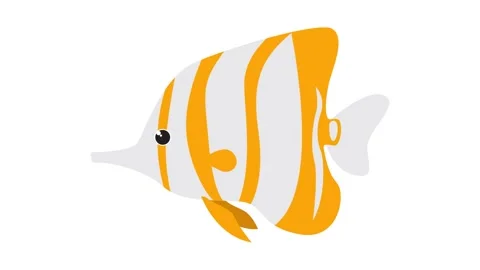 Animated Stylized Fish Icon Swimming for Graphic Design and Nature Concepts Stock Footage 345931072