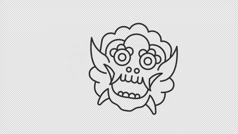 Animated stylized folklore creature line icon Stock Footage 342242390