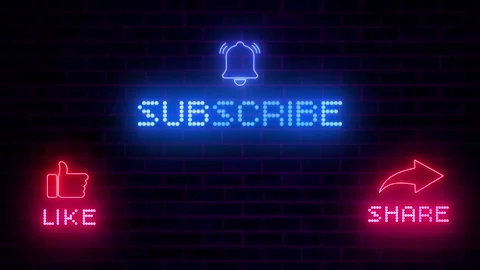 Animated Subscribe, Like and Share End Screen with Flickering Neon Glow 库存影片 315617085