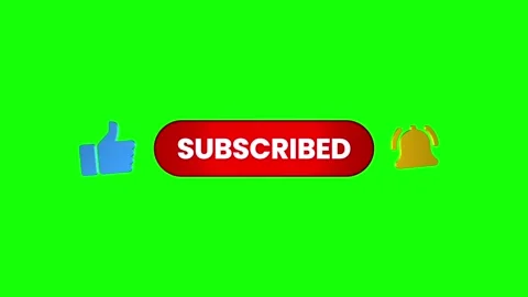 Animated subscribe button with like and bell icons on green screen Stock Footage 314434377