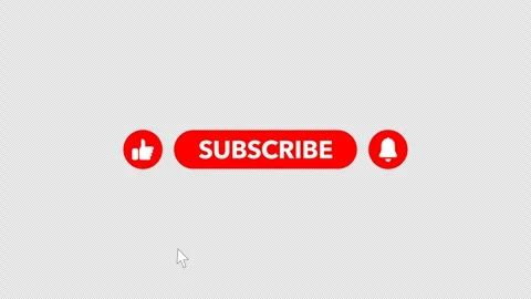 Animated Subscribe Button, Like Button and Notification Bell with Cursor Stock Footage 337925295