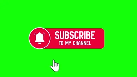 Animated Subscribe To My Channel Button with Bell Click Green Screen Stock Footage 313173687