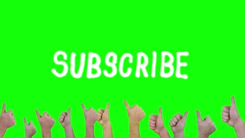 Animated subscribe text with multiple hands pointing upward on green screen Stock Footage 316331212
