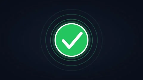 Animated success checkmark green tick pulse, horizontal 16:9 seamless loop HD Stock Footage 345161303