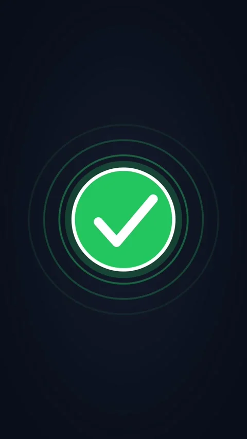 Animated success checkmark green tick pulse, vertical 9:16 seamless loop HD Stock Footage 345161335