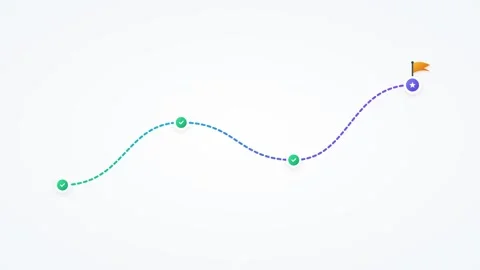 Animated success path infographic with checkpoints and goal flag on white b.. Stock Footage 337553751
