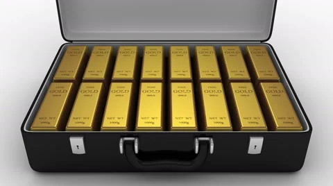 Animated Suitcase with Gold Bars Stock Footage 49108224