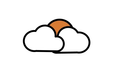 Animated sun and clouds moving across bright blue sky scene. Stock Footage 318377385