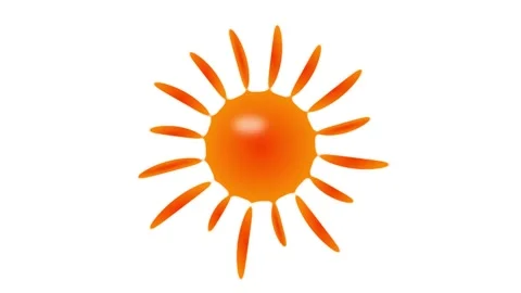 Animated sun character rotating with glowing rays loop Vídeo Stock 345285894