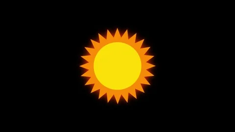 Animated sun graphic icon on black background 4K video Stock Footage 345013988