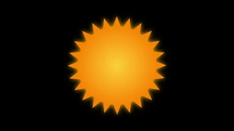 Animated sun star shape spinning against black background Stock Footage 345013898