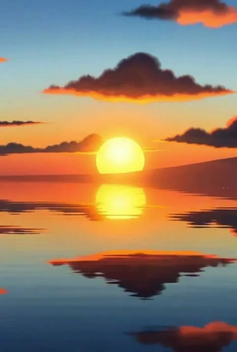 Animated Sunset Reflection On Water With Clouds Motion Background Seamless .. Stock Footage 320595047