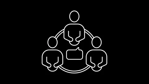 Animated support group icons in thin line style Stock Footage 315698866