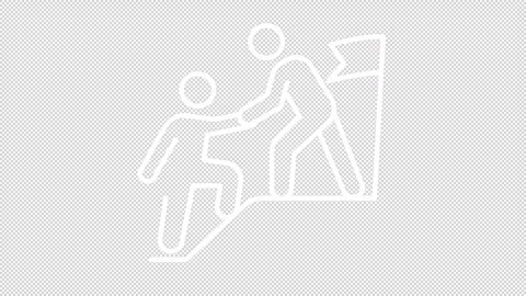 Animated supporting coach white line icon Stock Footage 342246597