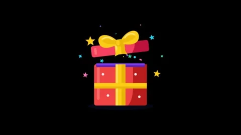 Animated Surprise Gift Box Opening with Colorful Confetti Stock Footage 348191602