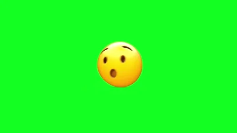 Animated surprised emoji expression spins against green screen background Stock Footage 329406646