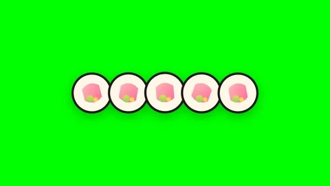 Animated Sushi Roll Slices Arranging Neatly in a Row with Cream and Pink Gr.. Stock-Footage 346202162