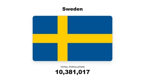 Animated swedish flag and population counter infographic Stock Footage 346508906