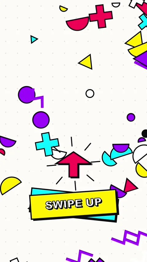 Animated Swipe Up Button with Colorful Geometric Shapes and Abstract Confet.. 動画素材 347350179