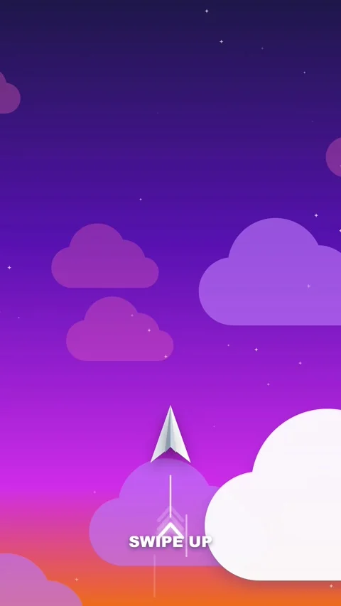 Animated 'Swipe Up' call to action with paper plane on a gradient sky backg.. Vídeos de archivo 347350297