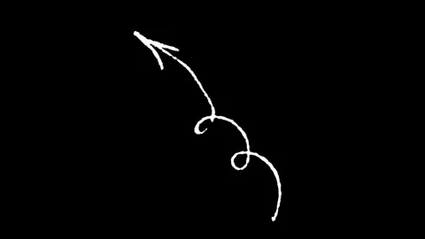 Animated symbol of an arrow with a loop.white arrow rising transparent chan.. Stock Footage 277927981