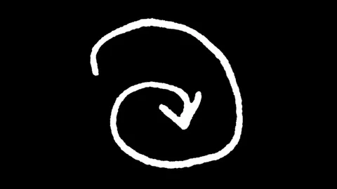 Animated symbol of an arrow with a loop.white arrow rising transparent chan.. Video stock 277927984