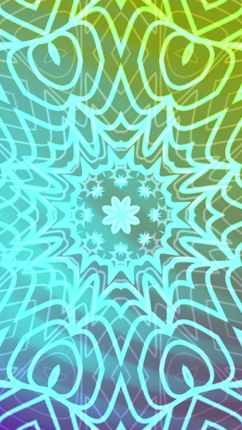 Animated Symmetrical circular mandala overlay design with colorful floral Stock Footage 346685720