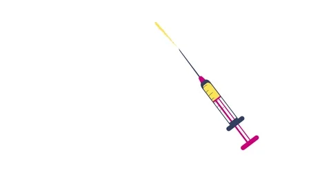 Animated Syringe Injecting Yellow Liquid on White Background Stock Footage 333568646