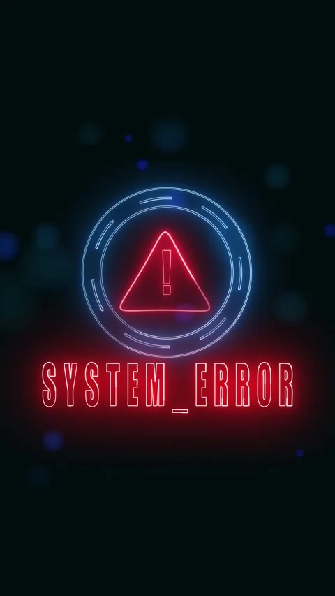 Animated system error neon glitch vertical video loop with red blue warning.. Stock Footage 321628595