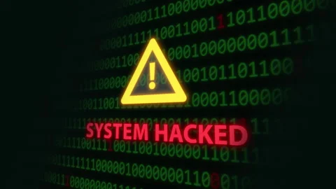 Animated "System Hacked" With Green Binary Code Stock Footage 252519812