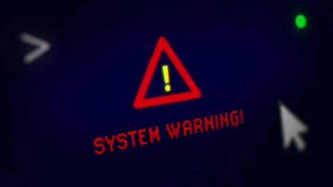 Animated "System Warning!" with Attention Symbol Alert Blinking Stock Footage 247270817