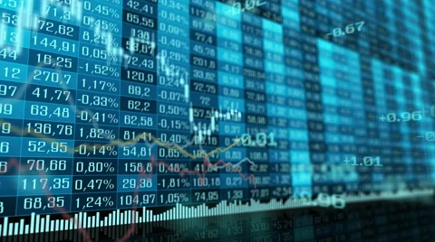 Animated table and bar graph of stock exchange market indices. Видео 58433582