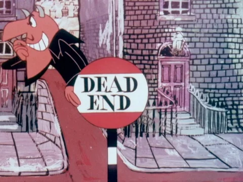 Animated tale of the devil making people smoke, United Kingdom, UK, 1967 Stock Footage 134035693