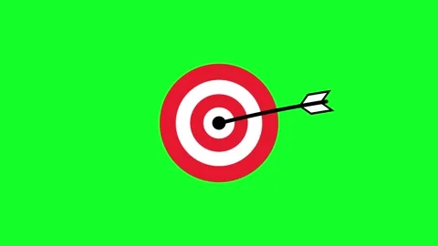 Animated target board icon with an arrow hitting the bullseye on chroma key.. Stock Footage 336413497