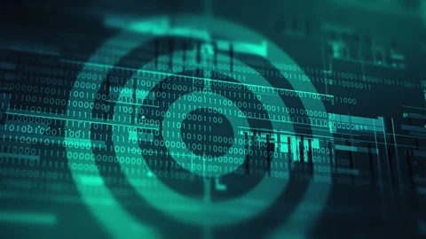 Animated target with digital binary code Video stock 114359336