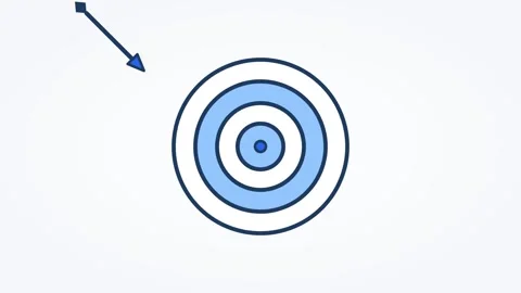 Animated target icon with arrow hitting bullseye, horizontal 16:9 seamless loop Stock Footage 345161354