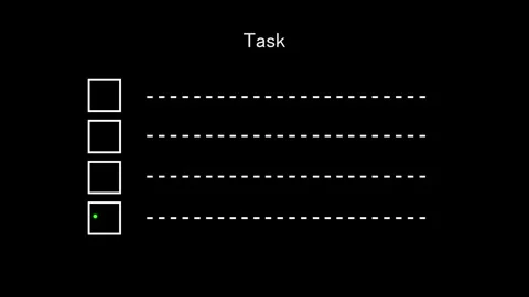 Animated task completed animation. box an dash line. Stock Footage 332998889