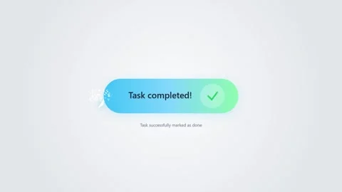 Animated task completed notification showing green checkmark symbol for dig.. Stock Footage 346635442