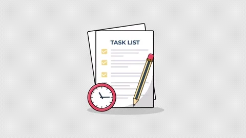 Animated Task List with Clock. Work Process Concept Video - Transparent Stock Footage 276561457