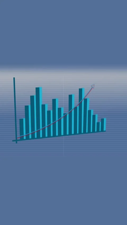 Animated teal blue bar graph progress report corporate presentation vertica.. Stock Footage 321631017