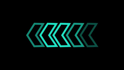 Animated teal chevron arrows moving on black background creates dynamic mot.. Stock Footage 340001086
