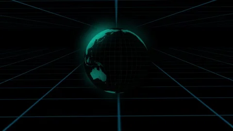Animated teal globe seamless loop futuristic grid network technology world .. Stock Footage 316512694