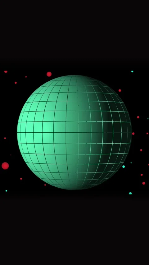 Animated teal grid sphere vertical video futuristic technology digital glob.. Stock Footage 344285444