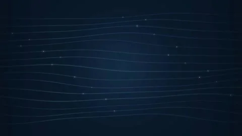 Animated teal lines with glowing particles on dark navy background Stock Footage 344729660