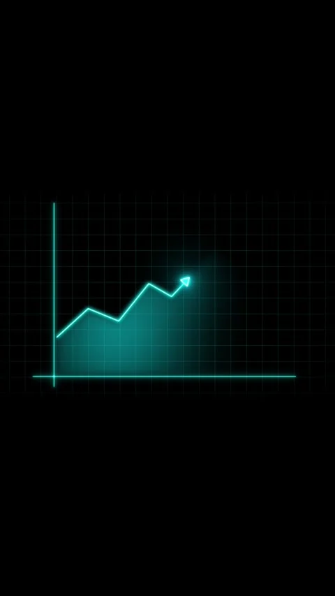 Animated teal neon graph vertical video loop showing business growth, upwar.. Stock Footage 344282636