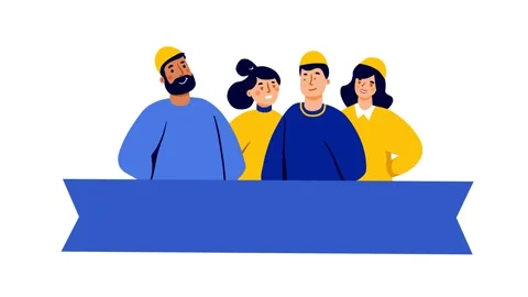 Animated Team Introduction with Banner, Flat Style Group. Stock Footage 311645063