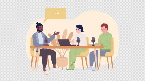 Animated team podcast 스톡 동영상 236092792